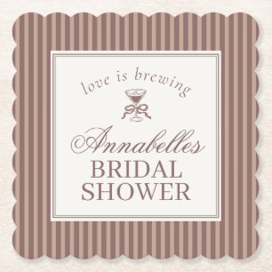 Dessous-de-verre En Papier Amour d'Espresso Martini Bridal Shower Café en pré