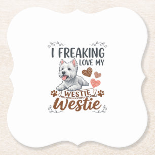 Dessous-de-verre En Papier Amour Fou de Westie Chiens coeurs pattes_1