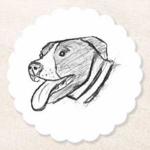 Dessous-de-verre En Papier amoureux des animaux photo de chien tiré à la main