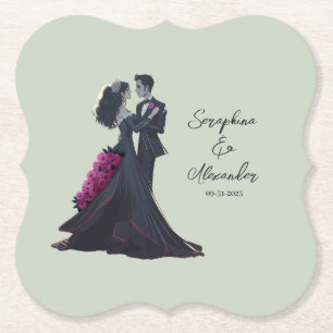 Dessous-de-verre En Papier Amoureux romantiques gothiques Mariage élégant