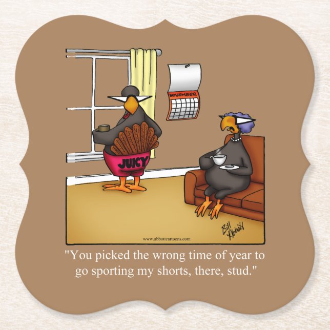 Dessous-de-verre En Papier Amusant Humour de Thanksgiving (Devant)