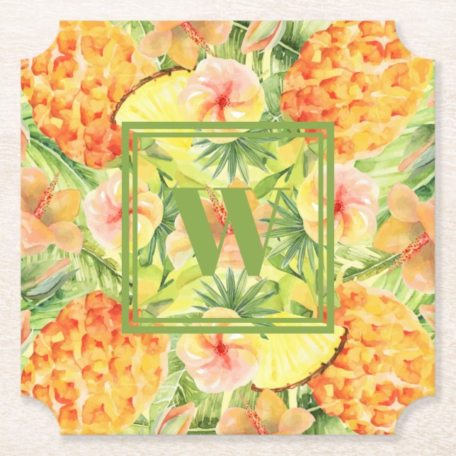 Dessous-de-verre En Papier Ananas Monogrammes (Devant)