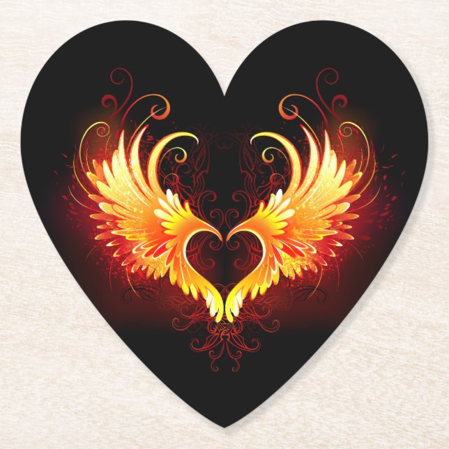 Dessous-de-verre En Papier Angel Fire Heart with Wings (Devant)