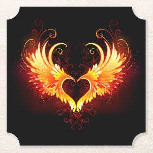 Dessous-de-verre En Papier Angel Fire Heart with Wings