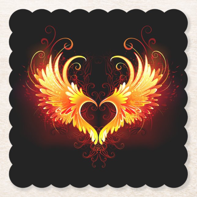Dessous-de-verre En Papier Angel Fire Heart with Wings (Devant)