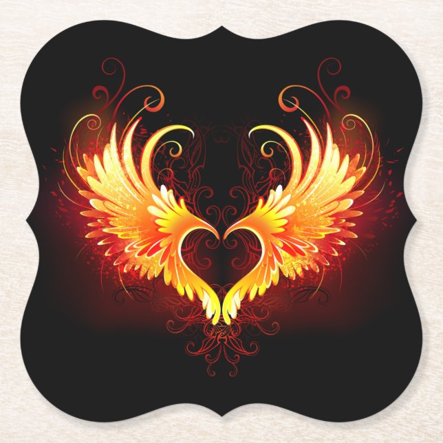 Dessous-de-verre En Papier Angel Fire Heart with Wings (Devant)