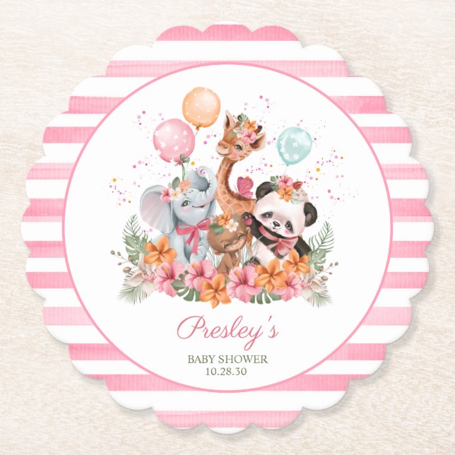 Dessous-de-verre En Papier Animaux Safari pour filles (Devant)