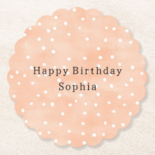 Dessous-de-verre En Papier Anniversaire Fille Peach Points Blancs