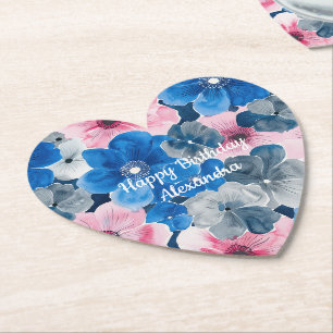 Dessous-de-verre En Papier Anniversaire floral rose chic
