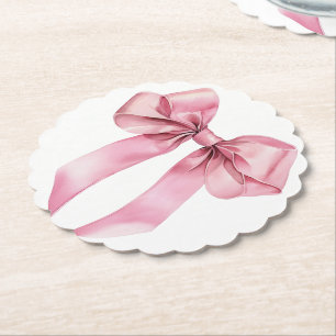 Dessous-de-verre En Papier Anniversaire minimaliste rose Coquette Bow