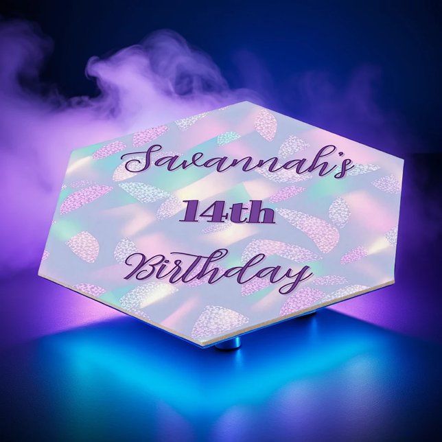 Dessous-de-verre En Papier Anniversaire Parties scintillant violet Nom hologr (Créateur téléchargé)