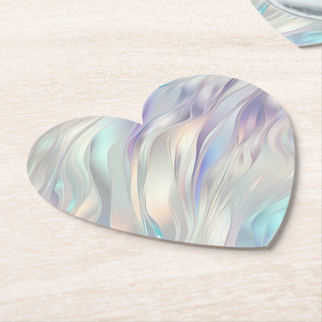Dessous-de-verre En Papier Aqua Blue Purple Pearl Blanc (Incliné)