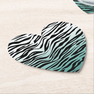 Dessous-de-verre En Papier Aqua Mint Black Zebra Print Ombre
