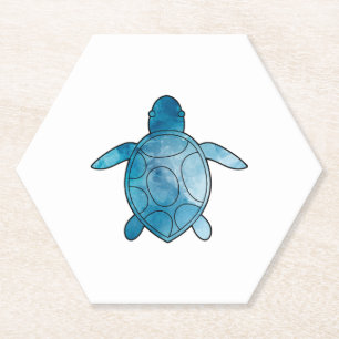 Dessous-de-verre En Papier Aquarelle bleue de la tortue marine