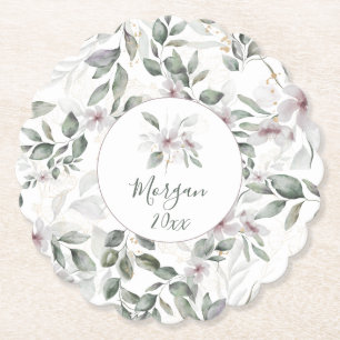 Dessous-de-verre En Papier Aquarelle botanique rose pâle d'élégance simple