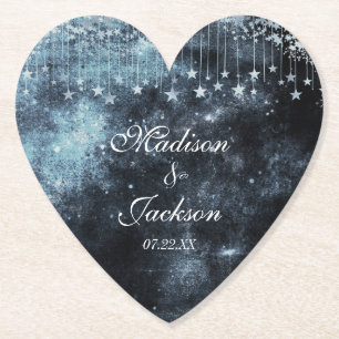 Dessous-de-verre En Papier Aquarelle étoile Mariage céleste Monogramme