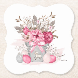 Dessous-de-verre En Papier Aquarelle Fleurs de printemps OEufs de Pâques