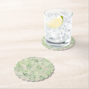 Dessous-de-verre En Papier Aquarelle Vert et Blanc Hydrangea Crest