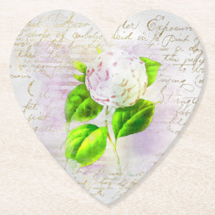 Dessous-de-verre En Papier ** AR23 Floral Ancienne écriture manuscrite Coeur