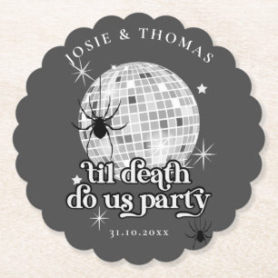 Dessous-de-verre En Papier Araignées rétro d'Halloween et Mariage de boules d