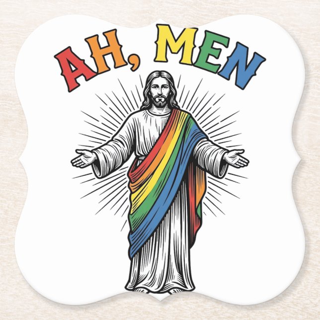 Dessous-de-verre En Papier Arc-en-ciel religieux vintage Ah Men (Devant)