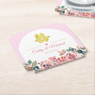 Dessous-de-verre En Papier Arche florale blanche rose pour mariage chinois