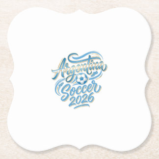 Dessous-de-verre En Papier Argentine Football 2026 Football Gras Pays Typogra