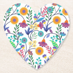 Dessous-de-verre En Papier Arrière - plan floral exotique coloré Motif-23145