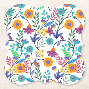 Dessous-de-verre En Papier Arrière - plan floral exotique coloré Motif-23145