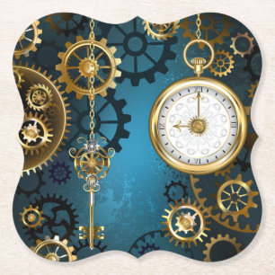 Dessous-de-verre En Papier Arrière - plan turquoise à vapeur avec Gears