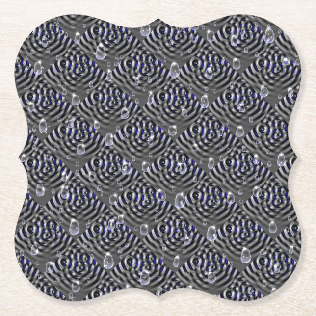 Dessous-de-verre En Papier Arrosage sur métal gris bleu (Devant)