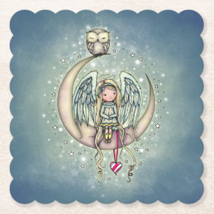 Dessous-de-verre En Papier Art illustré Twinkle Little Angel and Owl