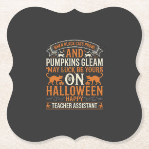 Dessous-de-verre En Papier Assistant d'enseignant Halloween chats noirs et ci