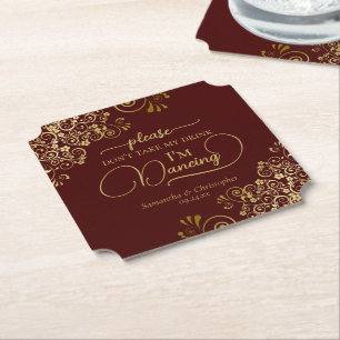 Dessous-de-verre En Papier Auburn Brown & Gold ne prenez pas mon Mariage de b