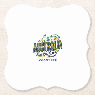 Dessous-de-verre En Papier Australie Football 2026 Football Gras Pays Typogra