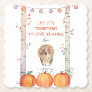Dessous-de-verre En Papier Automne Arbres Citrouille Turquie Thanksgiving Par
