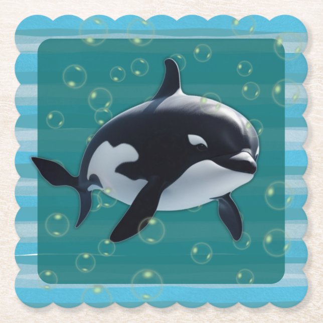 Dessous-de-verre En Papier Baby Orca Paper Coasters (Devant)