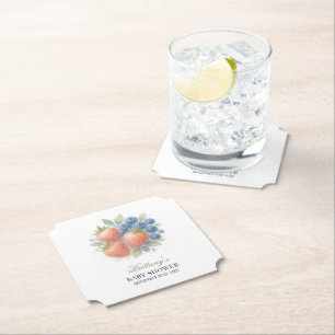 Dessous-de-verre En Papier Baby shower aux fraises et aux bleuets