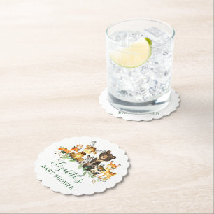 Dessous-de-verre En Papier Baby shower d'animaux des bois d'aquarelle