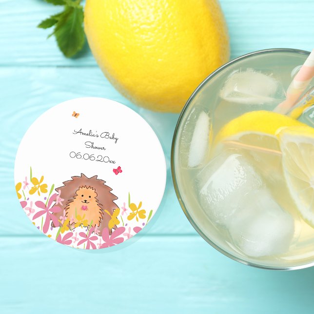 Dessous-de-verre En Papier Baby shower de hérisson personnalisé (Créateur téléchargé)