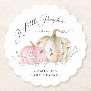 Dessous-de-verre En Papier Baby shower de petite Citrouille automnale fille