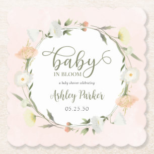 Dessous-de-verre En Papier Baby shower Fleur sauvage Baby In Bloom