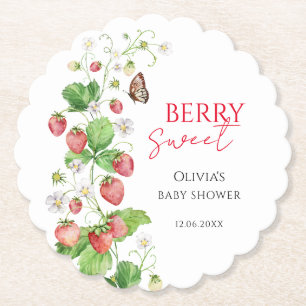 Dessous-de-verre En Papier Baby Shower Sucré aux Fraises de Berry
