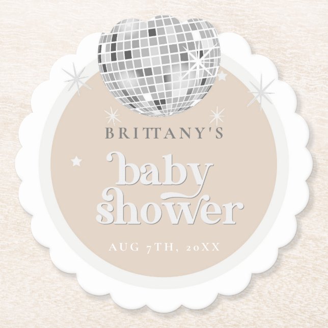 Dessous-de-verre En Papier Baby shower Super Silver Retro Disco (Devant)