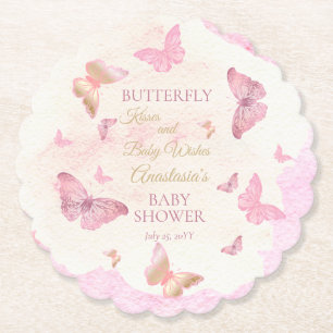 Dessous-de-verre En Papier Baisers à papillon et voeux de bébé Baby shower fi