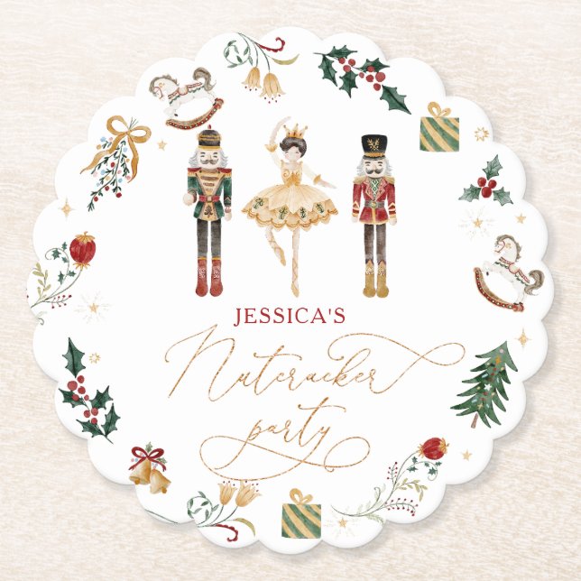Dessous-de-verre En Papier Ballerina anniversaire de enfant de Nutcracker en  (Devant)