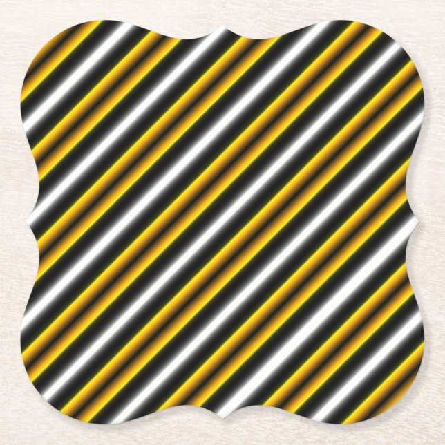 Dessous-de-verre En Papier Bandes arc-en-ciel blanc jaune (Devant)