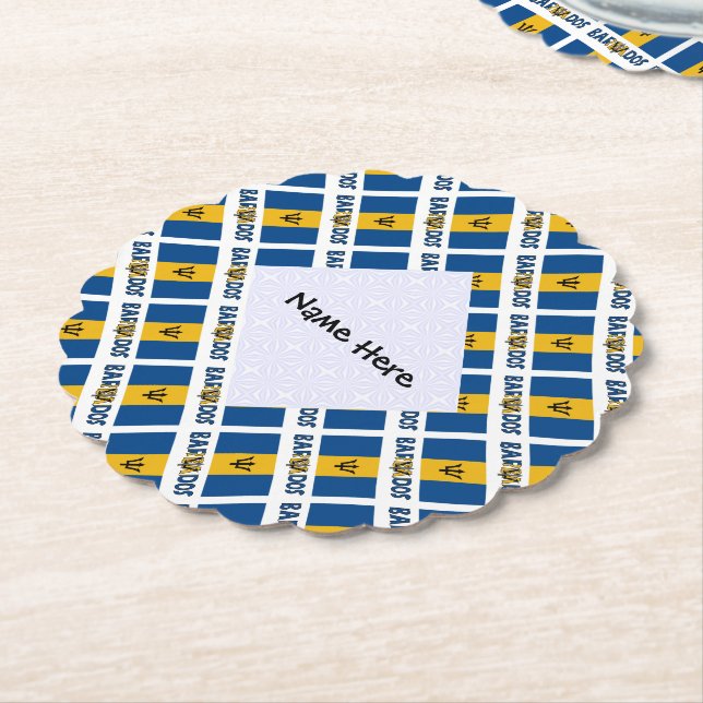 Dessous-de-verre En Papier Barbados et drapeau barbadien personnalisés en mos (Incliné)
