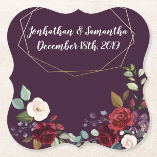 Dessous-de-verre En Papier Barres de boisson Plum géométrique Purple Rose Gol