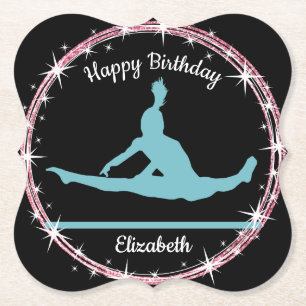 Dessous-de-verre En Papier Bars de gymnastique Anniversaire en Turquoise et n
